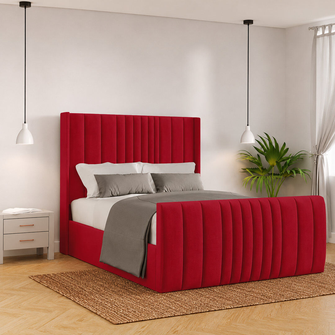 Canora Grey Bastin Upholstered Ottoman Storage Bed Red Single (3')