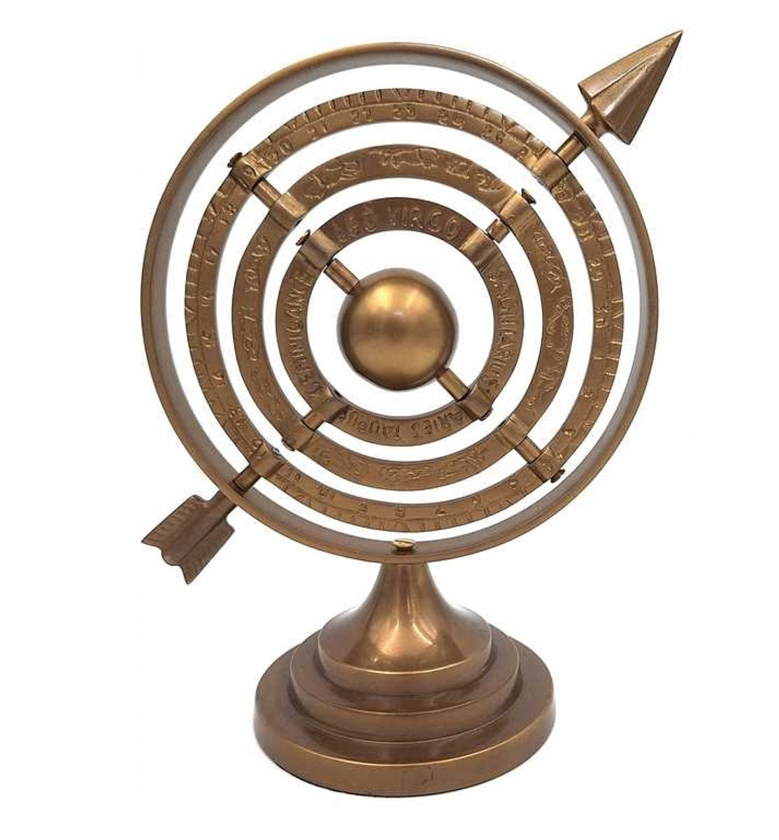 Aluminium Sferisch Pijlstertje Astrolabe voor op tafel, Hoogte: 30 cm
