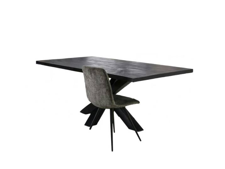 Table à manger en manguier massif noir pied mikado l200cm