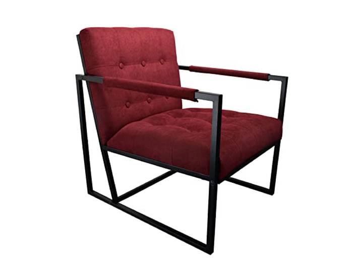 SVITA Jones Cocktail-Sessel Loungesessel gepolstert mit Stahl-Rahmen Stoff Rot