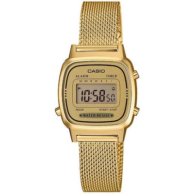 Chronograph CASIO VINTAGE, gold (goldfarben), Armbanduhren, Damen, Chronograph, Quarzuhr, Armbanduhr, Damenuhr, Digitaluhr, Datum, Edelstahlarmband