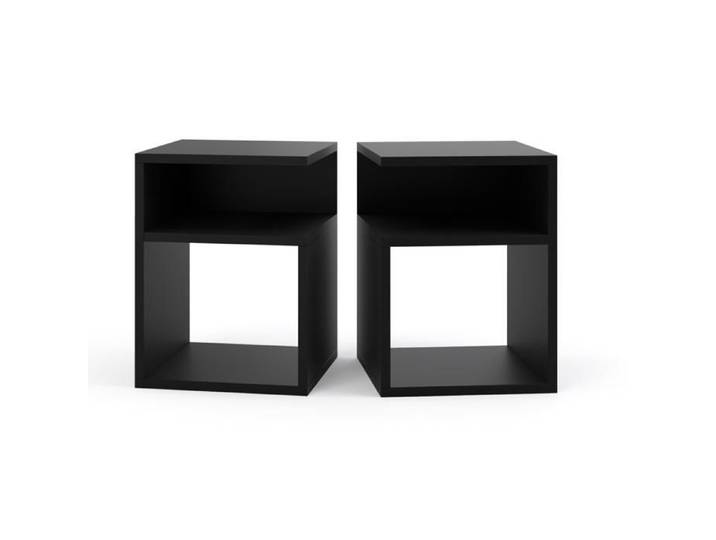 Lot De 2 Table de Chevet - Mirabilesse - Table de nuit - Noir mat - 32x41x30