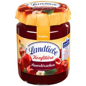 Landliebe Marmelade Sauerkirschen, vegan, 55% Fruchtgehalt, im Glas, 200 g