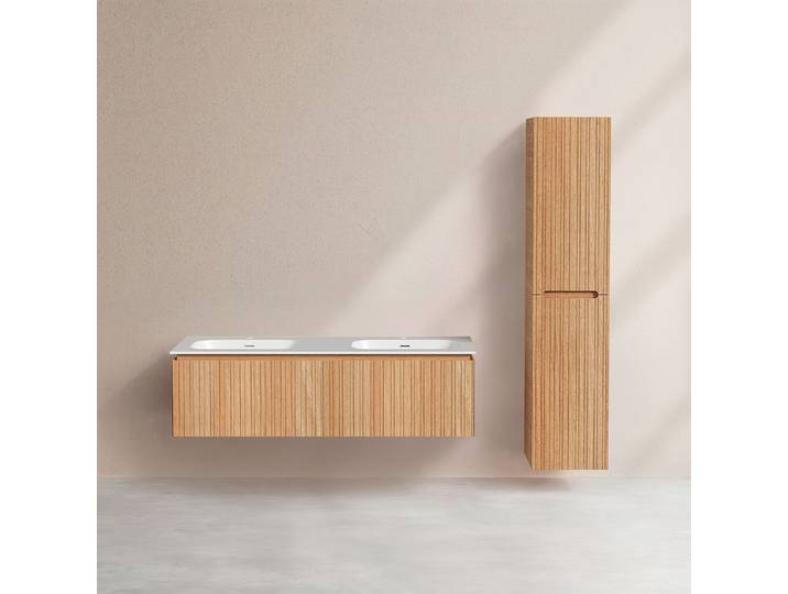 HABITAT - Ensemble meuble de salle de bain 140 cm et colonne de rangement - Naturel - Calista