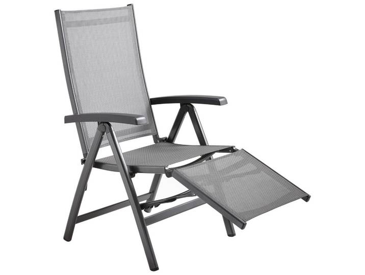 Sieger Garten-Relaxsessel, Anthrazit, Silberfarben, Kunststoff, 62x109x95 cm, klappbar, Gartenmöbel, Gartenliegen, Liegestühle