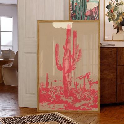 Uplifted Finds Modern Mexican Desert Pink Wall Art Canvas Painting Home Decoration 50 X 70 Cm No Frame