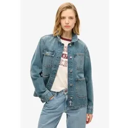 Superdry für Damen. W5011809A Jeansjacke mit Stickerei Chore blau (M), Lässig, Bio-Baumwolle, Nachhaltig
