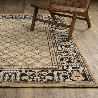 Style Haven Adelaide Vintage Traditional Tan/ Charcoal Wool Blend Area Rug
