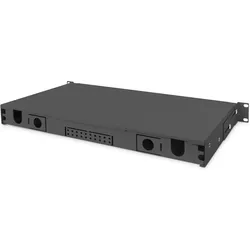 Digitus LWL-Patchfeld ohne Frontplatte 19" 1HE versenkbar Verschraubung PG13.5 & PG16 Bänder/Griffe Sch, Server Zubehör, Schwarz