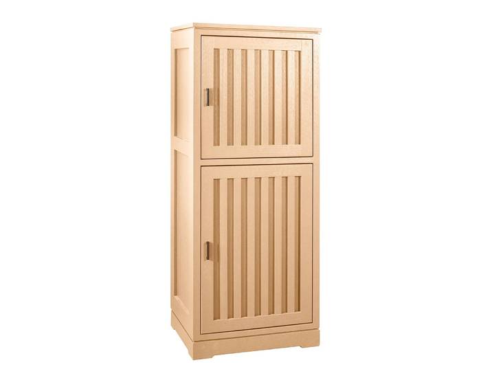Highboard Geriffelt 59 x 142 x 46cm Türanschlag rechts Braun/Beige/Pinie Hell