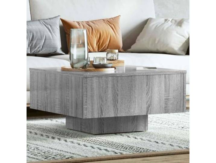 HEFZGDB Couchtisch Grau Sonoma 60x60x31,5 cm Holzwerkstoff Beistelltisch Wohnzimmertisch mit Stabiler Tischplatte für Getränke und Deko