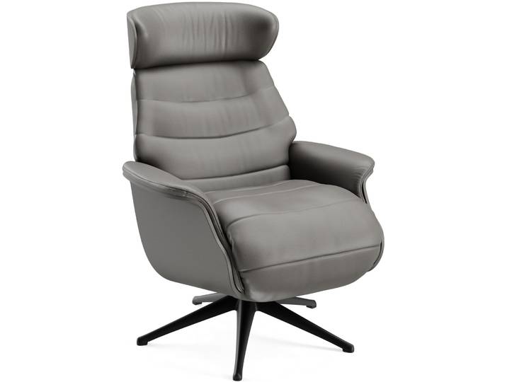 Eleganter Relaxsessel Cam Leder Nature - 725 Warm Stone Grey neigbar B 83 cm T 88 cm H 113 cm - Farbe: Nature - 0725 Warm Stone Grey - Möbel