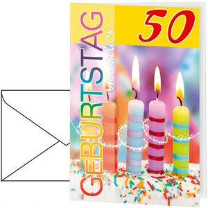 Böttcher-AG Geburtstagskarte 52117050, 50 Jahre, Klappkarte mit Umschlag, 11,5 x 17 cm