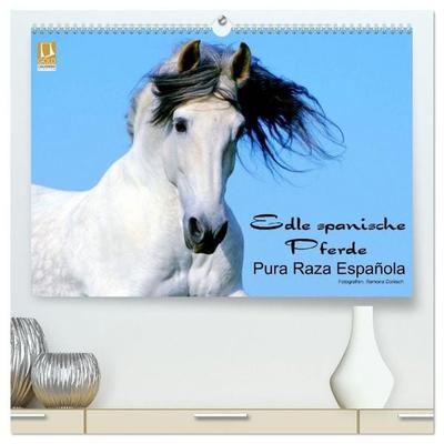 Edle spanische Pferde - Pura Raza Espanola (hochwertiger Premium Wandkalender 2027 DIN A2 quer), Kunstdruck in Hochglanz