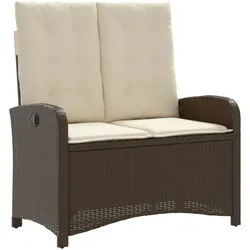 vidaXL Gartenbank Verstellbar mit Kissen Braun Poly Rattan