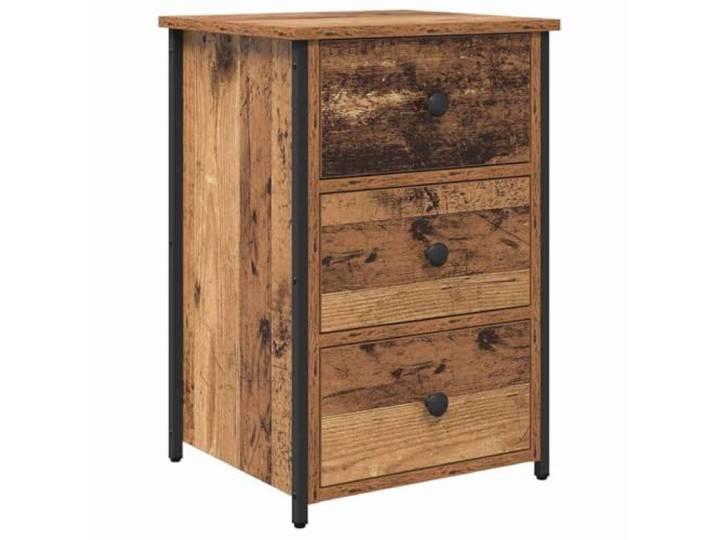 HGLADYU Nachttisch mit Schublade 40x36x60 cm Braun, furniertes Holz und Eisenrahmen, moderner Beistelltisch für Schlafzimmer, praktischer Stauraum für Kleinigkeiten