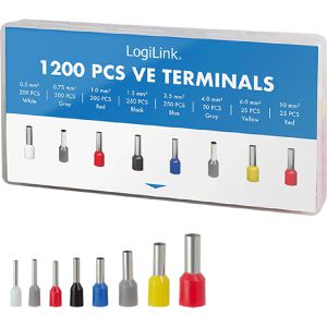 LogiLink Aderendhülsen WZ0084, Set, 0,5 - 10mm², 1200-teilig, isoliert