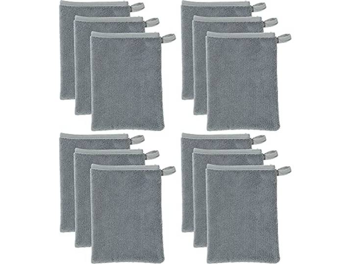 Erwin Müller Microfaser Abschminkhandschuhe grau Größe 15x21 cm, Make-up Entferner, Gesichtsreinigung 12er-Pack - umweltfreundlich, wiederverwendbar, waschbar