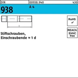 Stiftschraube DIN 938 M12x 55 A 4 10 Stück
