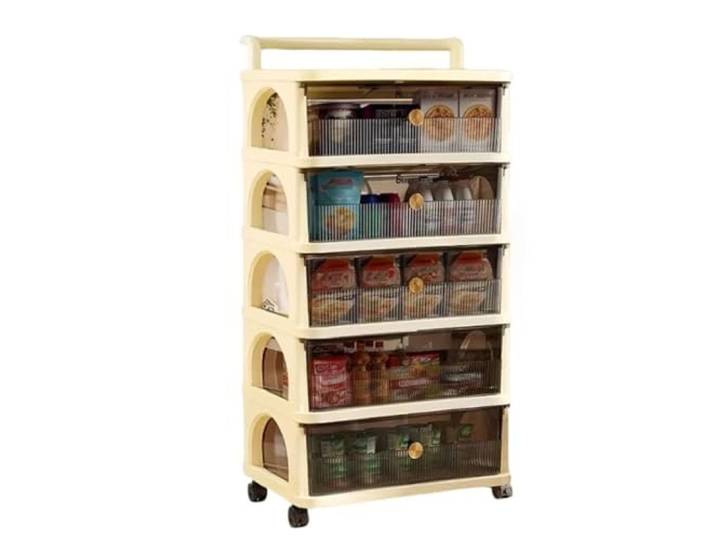 Kx9Lb8d Rollwagen Beweglicher, mehrstufiger Schubladen-Aufbewahrungswagen, Rollregal for Snacks und Spielzeug(Groß)