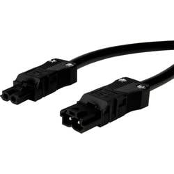 Adels-Contact 92876220 Netz-Anschlusskabel Netz-Stecker - Netz-Buchse Gesamtpolzahl: 2 Schwarz 2.00 m 50 St.