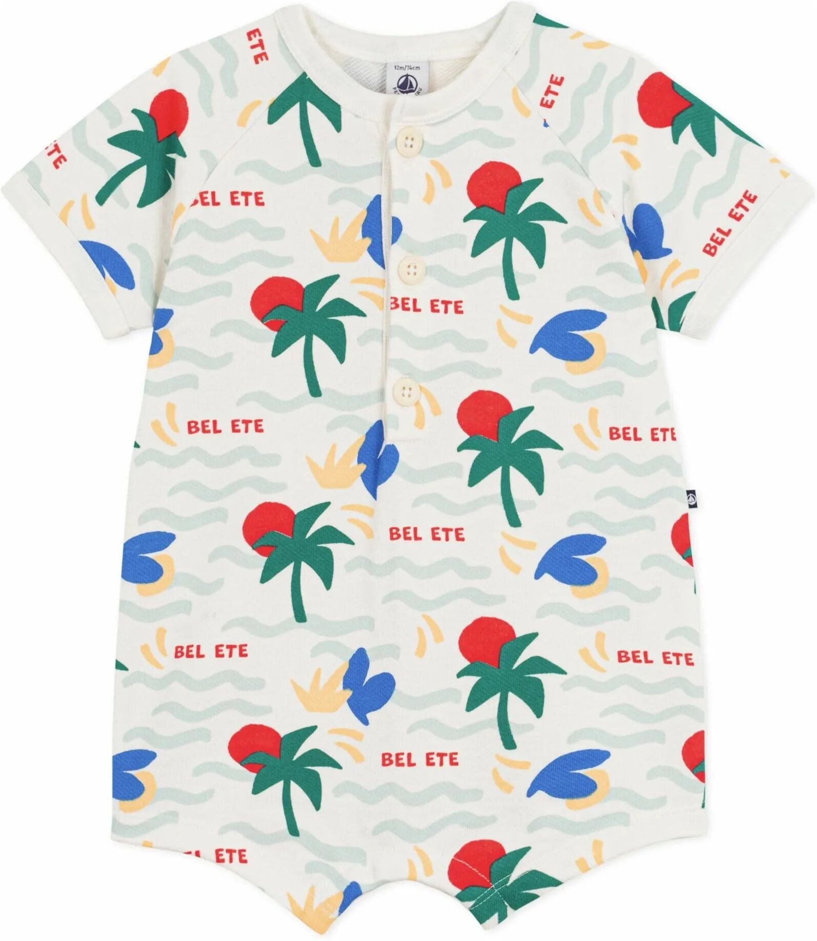 Petit Bateau Combishort Bel Eté Molleton Ecru 12 mois