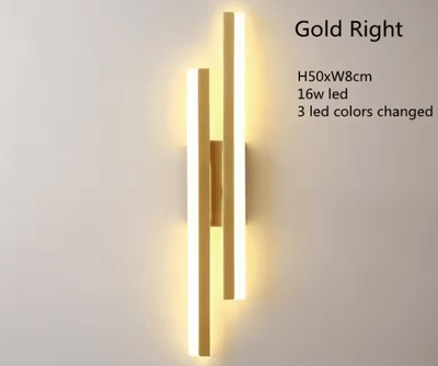 Inspire Curations Copper Line LED Wall Lamp Modern Acrylic Wall Sconce gold Right 3 Colors Changed