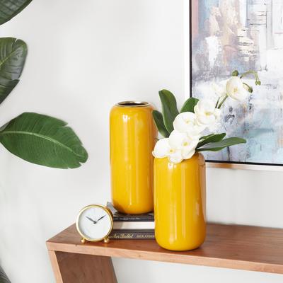 ARCILLA ELEMENTAL Sleek Metal Vase (Set of 2) - Gray, Red, Yellow, Cream, Blue, Green