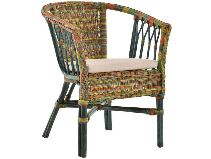 Krines Home Sessel Stapelbarer Rattansessel Bistro Sessel mit Armlehnen Flechtsessel (Sessel nach Auswahl ohne oder mit Polster), in Handarbeit geflochten