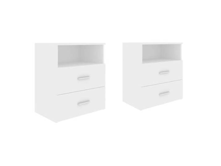 Tmriohed Nachttisch 2er Set Weiß 50x32x60cm Holzwerkstoff Beistelltisch Praktisches 2er Set Nachtkommode für Schlafzimmer mit 2 Schubladen und Ablagefläche für geordneten Stauraum.