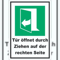 HB-Druck Tür öffnet durch Ziehen auf der rechten Seite Aufkleber A7 (74x105mm)