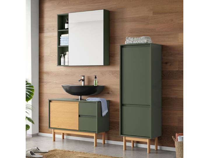 Salle de bain - 3 éléments D 127 x 35cm Vert/Vert de gris