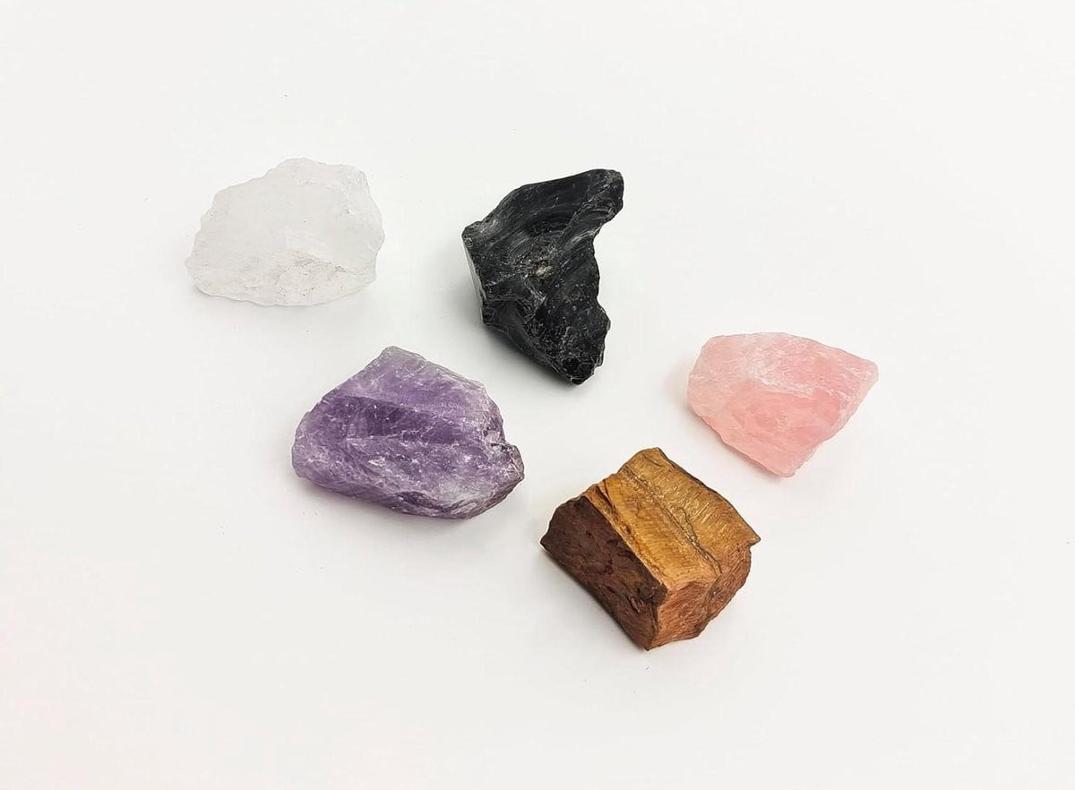 Set van 5 ruwe gele natuursteen mineralen voor het maken van sieraden
