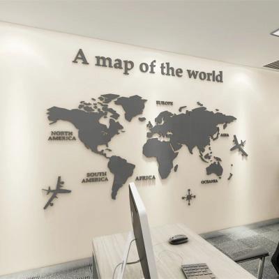 Inspire Essentials 3D Acrylic World Map Wall Sticker Modern Wall Decor gray 110.24 55.12 Inches
