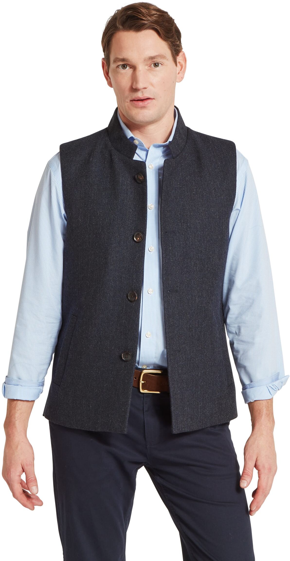 Schöffel Country Berwick Nehru Tweed Waistcoat - Blue - Size 44 - Men