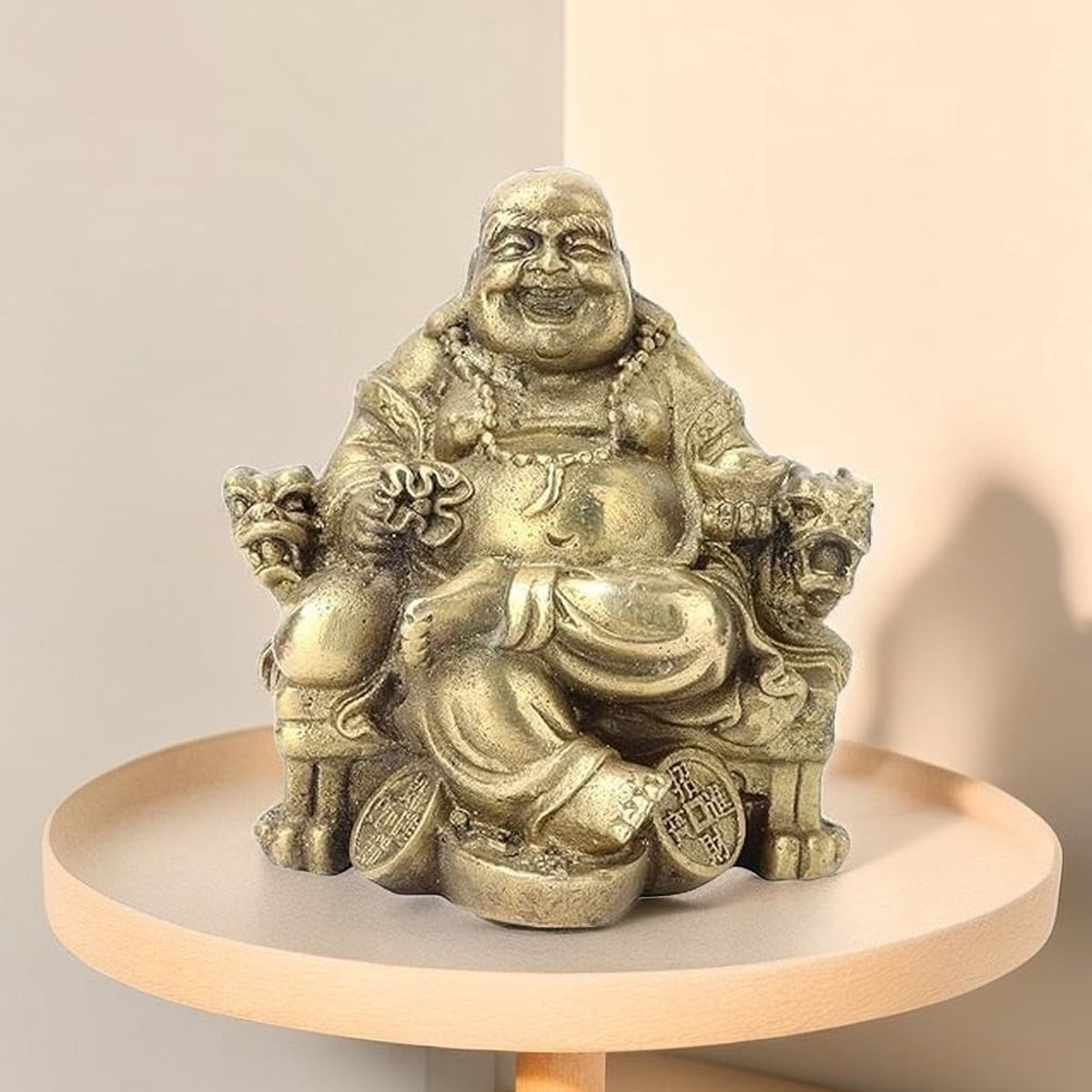 Lachende Boeddha Maitreya Figuur Messing 7,5 cm
