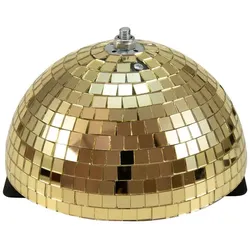 SATISFIRE Spiegelkugel halb 20cm Discokugel Spiegel-Halbkugel mit Motor gold
