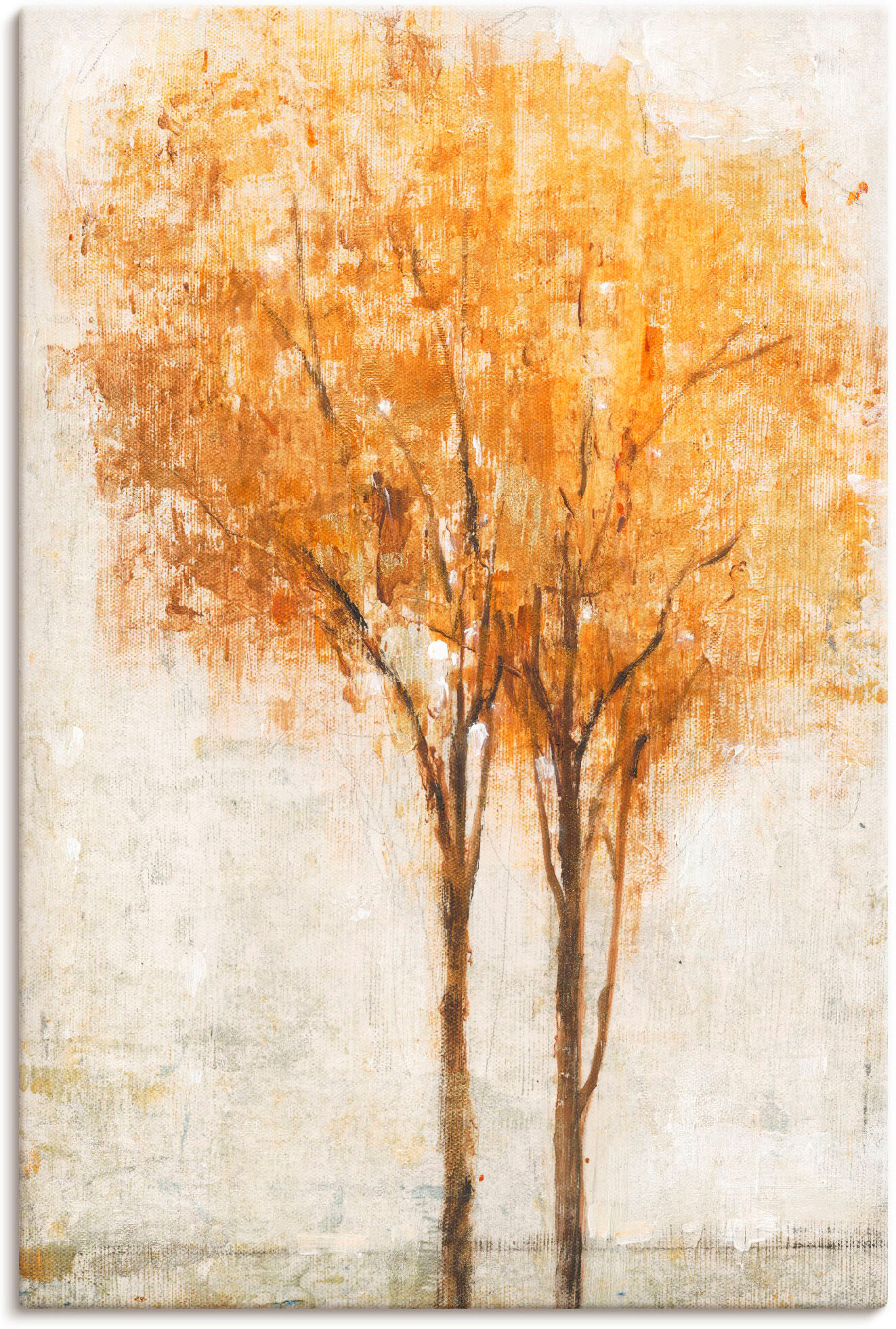 Leinwandbild ARTLAND "Fallende Blätter II", beige (farbe bild(er): naturfarben), B:40cm H:60cm, Bilder, Leinwandbild, auf Holzrahmen gespannt farbe bild(er): naturfarben B/H/T: 40cm x 60cm, Leinwandbild Bäume Hochformat, 1 Stk.