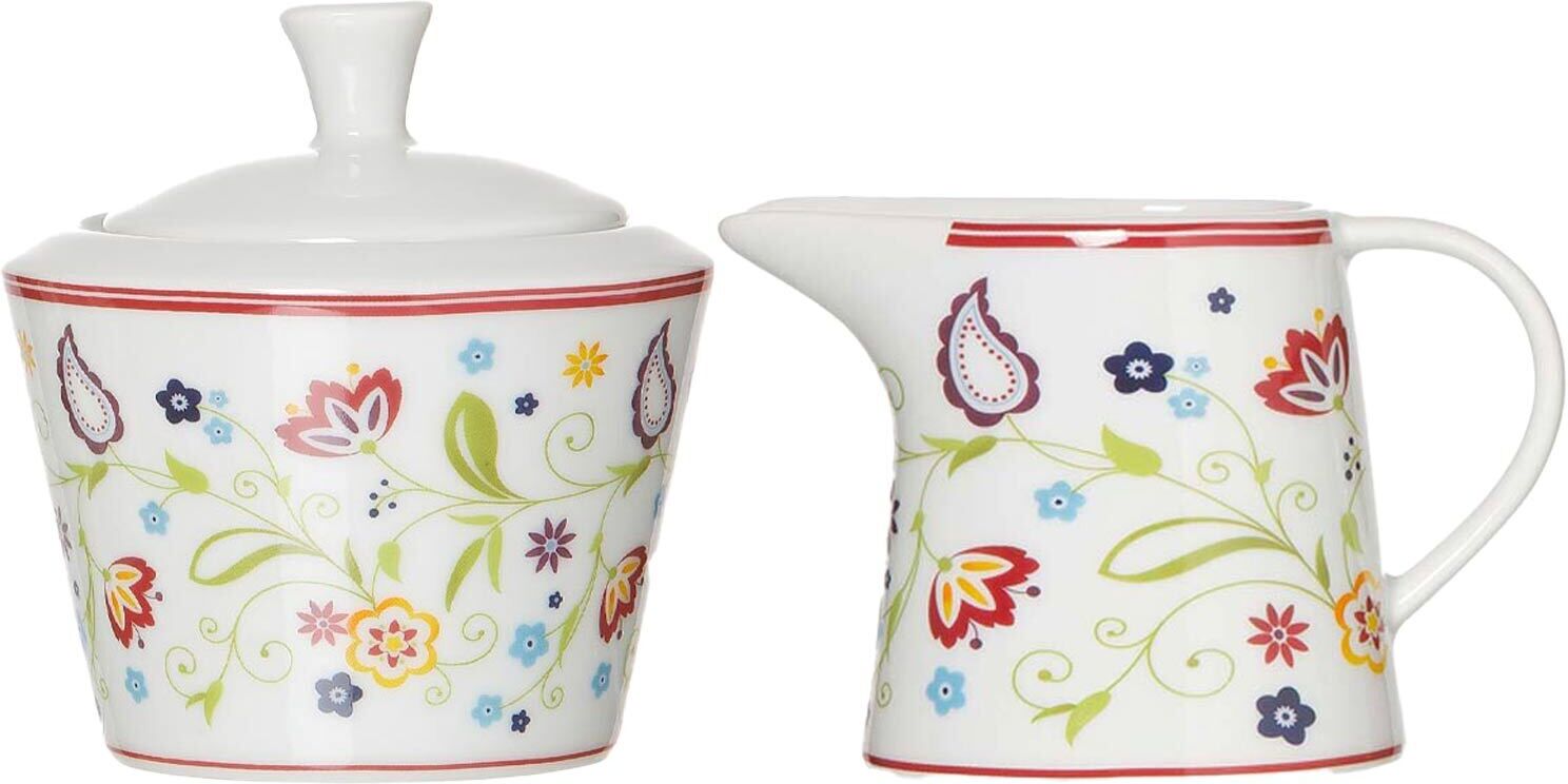 Milch- und Zuckerset RITZENHOFF & BREKER "Milch- und Zuckerset Shanti 2er Set bunt", bunt, 2, Porzellan, Geschirr-Sets, Milch- und Zuckerset, Spülmaschinengeeignet