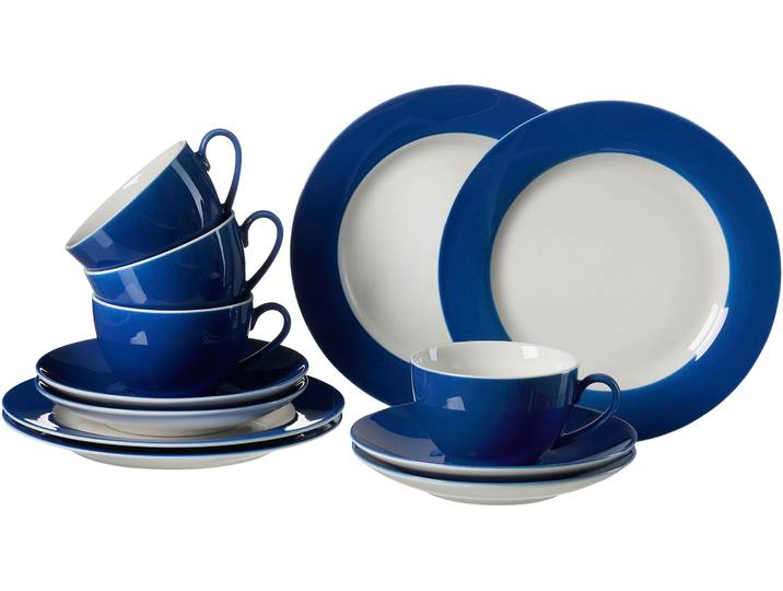 Kaffeeservice RITZENHOFF & BREKER Doppio , blau, 12 Stk., Porzellan, Geschirr-Sets, Kaffeeservice, Geschirr-Set