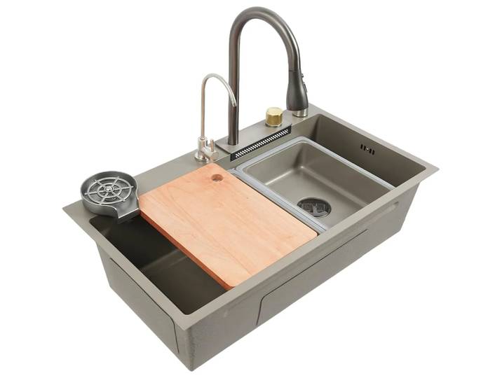 Lavabo d'évier de cuisine indépendant multifonctionnel en acier inoxydable avec robinet, évier Mobile support d'évier de lavabo en acier inoxydable