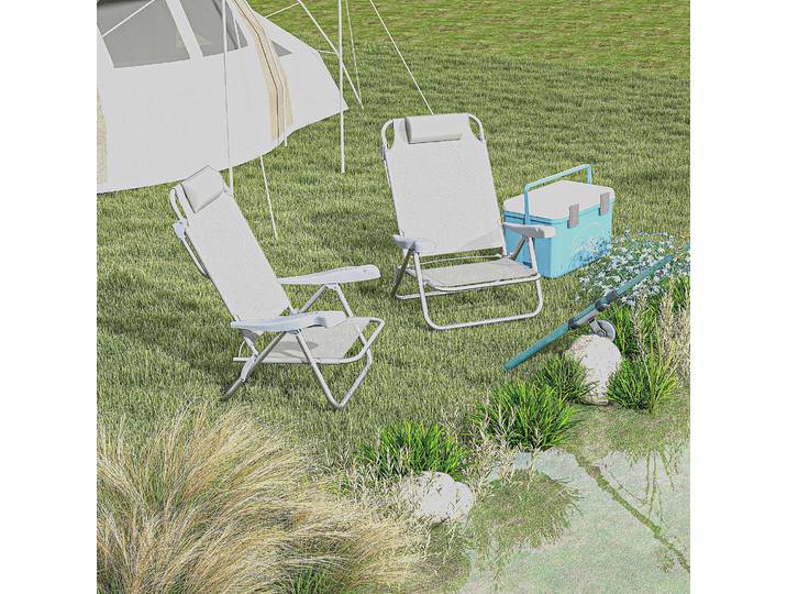 Outsunny Chaises Jardin Pliantes Appui-Tête Réglable x2