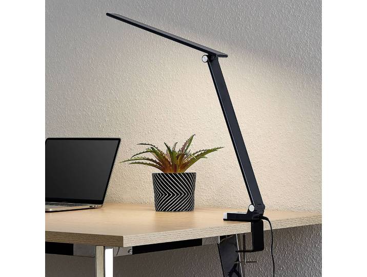 LED Tischleuchtelampe Tamarin PRIOS, dimmbar, schwarz, für Arbeitszimmer / Büro, Kunststoff, Modern, Leselampe