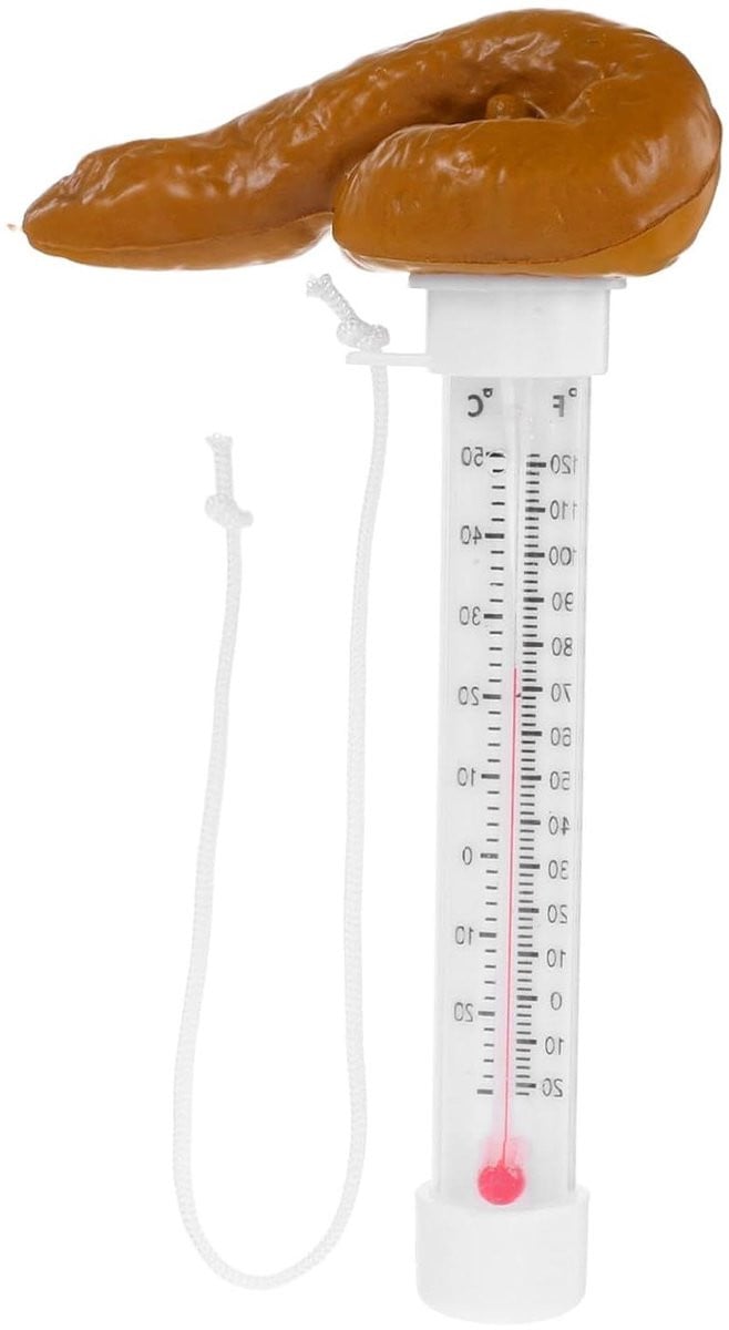 Zwembadthermometer Poep - Drijvende water temperatuur meter met grappig design - Lengte: 19,5 cm