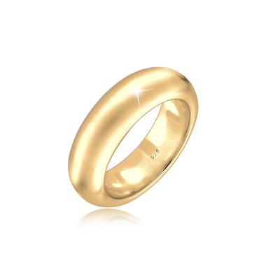 Fingerring ELLI PREMIUM "Bandring 925 Sterling Silber" Gr. 58, gold, Fingerringe, Damen, 58mm, ohne Stein, Silber 925 (Sterlingsilber), 6mm, Fingerring