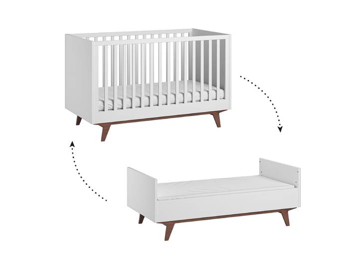 Lit évolutif 70x140 Vox Mid - Blanc et bois