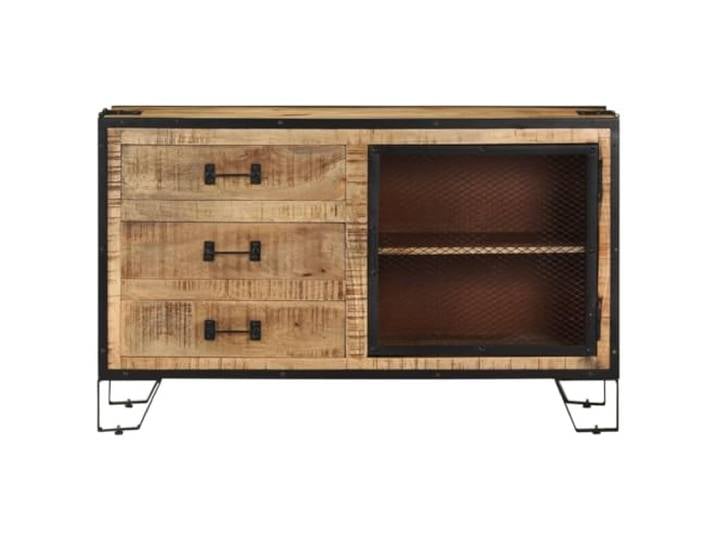 GKMBCVDFR Sideboard 100×31×60 cm Raues Mango-Massivholz Handgefertigt aus Stahl, Robust und Stabil, Ausreichend Stauraum, Industrieller Stil