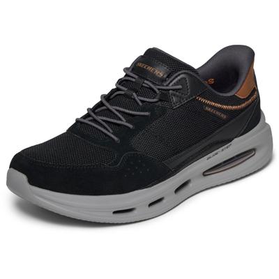 Slip-On Sneaker SKECHERS "SLOAN-REMMING", Herren, Gr. 41, Textil, schwarz, Leder, Textil, Schuhe, Schlupfschuh, Halbschuh, Freizeitschuh, mit Slip ins, Topseller