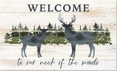 Highland Home "Welcome Deer Indoor/Outdoor Entryway Floor Mat Made in The USA Low Profile, Protective Non-Skid Rubber Backing, 29.5"" by 17.75"""