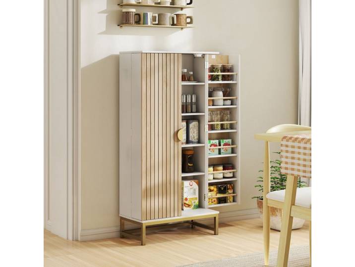 CollaHausse Armoire de Cuisine 12 Étagères à Portes Étagères Réglables Blanc 58x29x119 5 cm